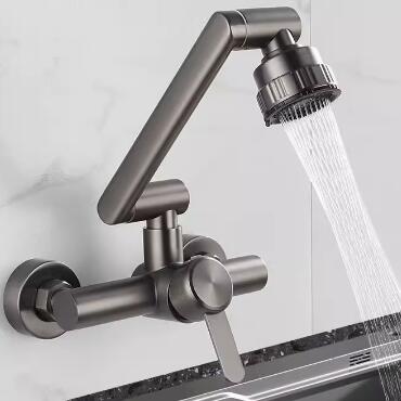 Antique Gun-Grey Brass Wall Mounted Rotatable Spary Spout Mixer Kitchen Sink Taps T0173G Antique Gun-Grey Brass Wall Mounted Rotatable Spary Spout Mixer Kitchen Sink Taps T0173G