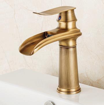 Antique Brass Basin Tap Waterfall Single Handle Mixer Bathroom Sink Tap T0177A Antique Brass Basin Tap Waterfall Single Handle Mixer Bathroom Sink Tap T0177A