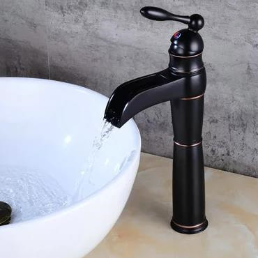 Antique Black Bronze Brass Waterfall Bathroom Mixer Sink Tap High Version T0188WH Antique Black Bronze Brass Waterfall Bathroom Mixer Sink Tap High Version T0188WH