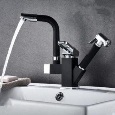 Antique Pull Out 780° Rotatable Black Brass Mixer Bathroom Sink Tap T0189B Antique Pull Out 780° Rotatable Black Brass Mixer Bathroom Sink Tap T0189B