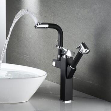 Antique Pull Out 780° Rotatable Mixer Black Brass Tall Bathroom Sink Tap T0189BH Antique Pull Out 780° Rotatable Mixer Black Brass Tall Bathroom Sink Tap T0189BH