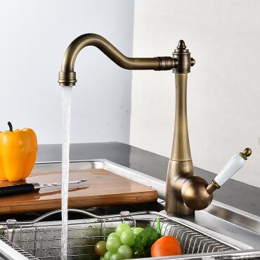Antique Brass Rotatable Mixer Water Classic Style Kitchen Sink Tap T0218A Antique Brass Rotatable Mixer Water Classic Style Kitchen Sink Tap T0218A