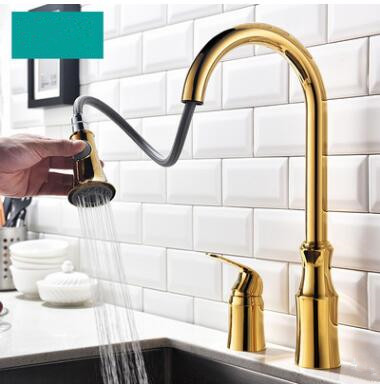 Antique Brass Golden Kitchen Pull Out Mixer Sink Tap T0235G Antique Brass Golden Kitchen Pull Out Mixer Sink Tap T0235G
