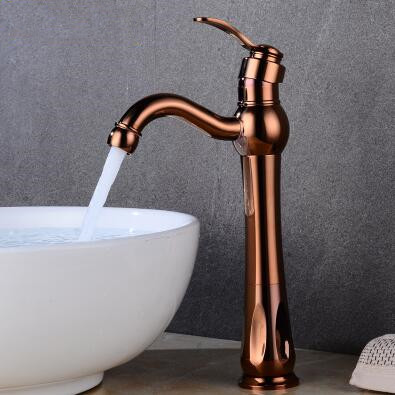 Antique Rose Golden Printed Mixer Water Rotatable High Version Bathroom Sink Tap T0260RGH Antique Rose Golden Printed Mixer Water Rotatable High Version Bathroom Sink Tap T0260RGH