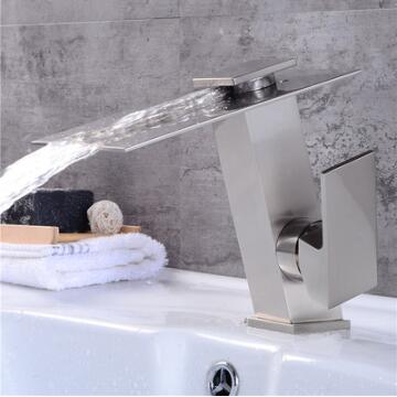 Nickel Brushed Brass Single Handle Waterfall Mixer Bathroom Sink Tap T0278N Nickel Brushed Brass Single Handle Waterfall Mixer Bathroom Sink Tap T0278N