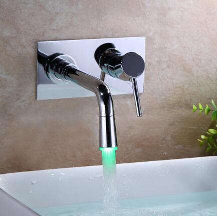 New Designed Concealed Installation LED Wall Mounted Bathroom Sink Tap T0288W New Designed Concealed Installation LED Wall Mounted Bathroom Sink Tap T0288W