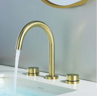 Antique Brass Three-pieces Golden Brushed Bathroom Sink Tap T0299G Antique Brass Three-pieces Golden Brushed Bathroom Sink Tap T0299G