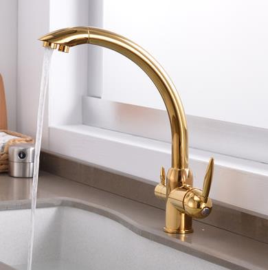 Antique Hot & Cold Water & RO filter Golden Printed Kitchen Mixer Tap T0335G Antique Hot & Cold Water & RO filter Golden Printed Kitchen Mixer Tap T0335G