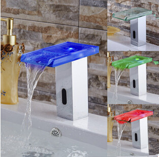 New Arrival Automatic LED Color Changing Bathroom Glass Spout Sink Tap T0350 New Arrival Automatic LED Color Changing Bathroom Glass Spout Sink Tap T0350
