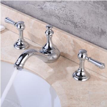 Brass Chrome Finished Classical Three Holes Two Handles Bathroom Sink Tap T0388C Brass Chrome Finished Classical Three Holes Two Handles Bathroom Sink Tap T0388C