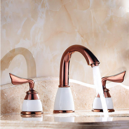 Classic Antique Brass Widespread Rose Gold Bathroom Sink Tap T0452R Classic Antique Brass Widespread Rose Gold Bathroom Sink Tap T0452R