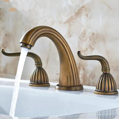 Antique Brass Finish Widespread Bathroom Sink Tap T0450 Antique Brass Finish Widespread Bathroom Sink Tap T0450