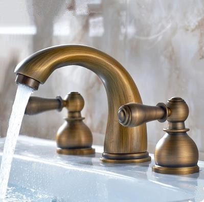 Antique Brass Widespread Two Handles Bathroom Sink Tap T0451 Antique Brass Widespread Two Handles Bathroom Sink Tap T0451
