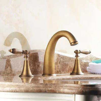 Antique Brass Finish Widespread Bathroom Sink Tap T0453A Antique Brass Finish Widespread Bathroom Sink Tap T0453A
