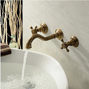 Antique Inspired Bathroom Sink Tap Brass Finish T0459A Antique Inspired Bathroom Sink Tap Brass Finish T0459A