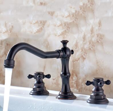Vintage Style Oil-rubbed Bronze Finish Double Handles Brass Bathroom Sink Tap TP0477OR Vintage Style Oil-rubbed Bronze Finish Double Handles Brass Bathroom Sink Tap TP0477OR