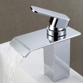 Contemporary Waterfall Bathroom Sink Tap Chrome Finish T0518 Contemporary Waterfall Bathroom Sink Tap Chrome Finish T0518