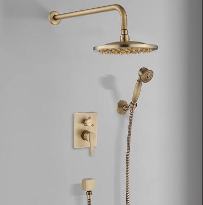 Antique Brass Rain Shower Systems Shower Taps Sets Complete with 8 Inches Rain Shower Head and Handheld T0680SA Antique Brass Rain Shower Systems Shower Taps Sets Complete with 8 Inches Rain Shower Head and Handheld T0680SA