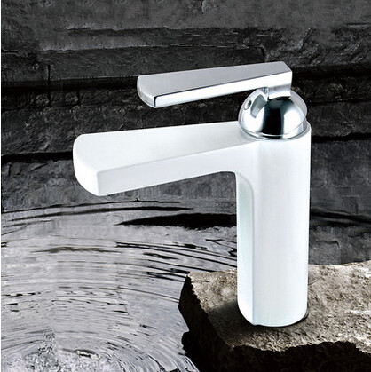 New Brass High Quality Bathroom Mixer Tap White Waterfall Tap T1020W New Brass High Quality Bathroom Mixer Tap White Waterfall Tap T1020W