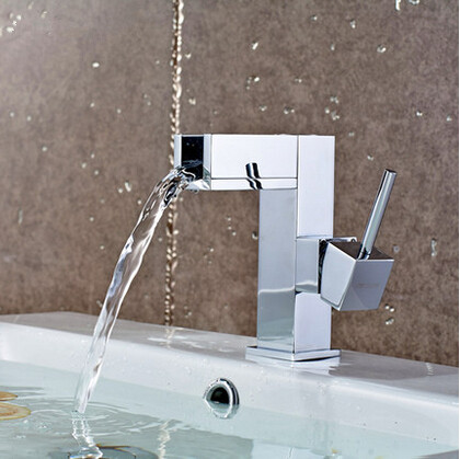 Waterfall Bathroom Brass Single Handle Mixer Sink Tap (Short version) T1032F Waterfall Bathroom Brass Single Handle Mixer Sink Tap (Short version) T1032F