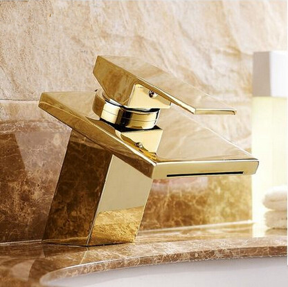 Hot Sale Brass Gold Bathroom Sink Tap Waterfall Mixer Tap T1122H Hot Sale Brass Gold Bathroom Sink Tap Waterfall Mixer Tap T1122H
