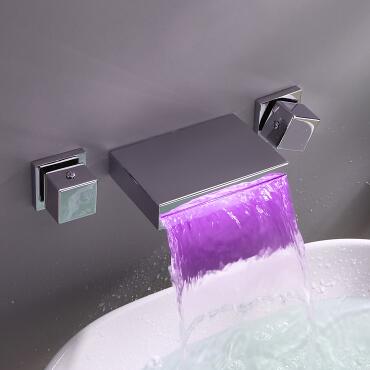 Brass Chrome LED Color Changing concealed Installation Bathroom Sink Tap T3180 Brass Chrome LED Color Changing concealed Installation Bathroom Sink Tap T3180
