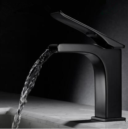 Bathroom Basin Tap Brass Black Art Designed Waterfall Bathroom Sink Tap T3690B Bathroom Basin Tap Brass Black Art Designed Waterfall Bathroom Sink Tap T3690B