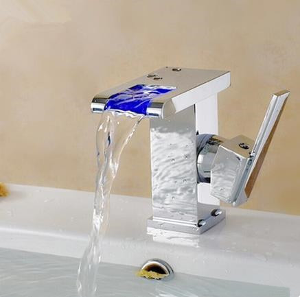 Contemporary Color Changing LED Waterfall Bathroom Sink Tap T9001 Contemporary Color Changing LED Waterfall Bathroom Sink Tap T9001