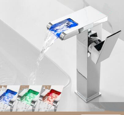 Contemporary Color Changing LED Waterfall Bathroom Sink Tap T9001H Contemporary Color Changing LED Waterfall Bathroom Sink Tap T9001H