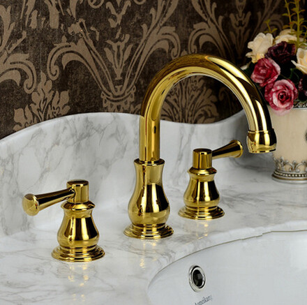 Antique Brass Mixer Bathroom Sink Tap Two Handles Golden Tap TA005G Antique Brass Mixer Bathroom Sink Tap Two Handles Golden Tap TA005G