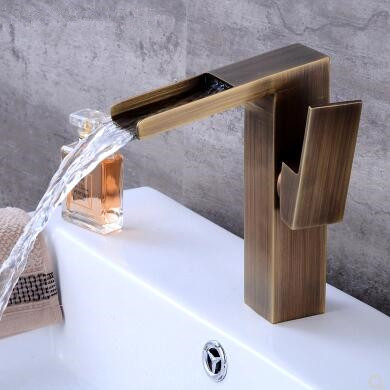 Antique Basin Tap Brass Waterfall Mixer Bathroom Sink Tap TA0117 Antique Basin Tap Brass Waterfall Mixer Bathroom Sink Tap TA0117