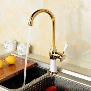 Antique Brass Golden With White Printed Kitchen Mixer Sink Tap TA0138G Antique Brass Golden With White Printed Kitchen Mixer Sink Tap TA0138G