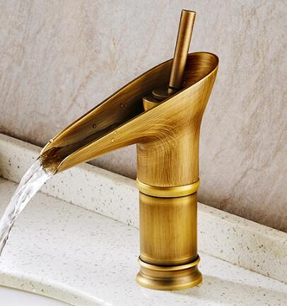 Antique Brass Waterfall Bathroom Mixer Sink Tap TA01550 Antique Brass Waterfall Bathroom Mixer Sink Tap TA01550