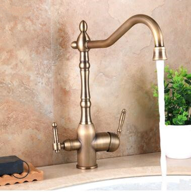 Antique Brass Mixer Three Way Drinking Water Kitchen Sink Tap TA0210 Antique Brass Mixer Three Way Drinking Water Kitchen Sink Tap TA0210