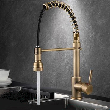 Antique Brass European SPRING Style Kitchen Pull Out Mixer Sink Tap TA0498 Antique Brass European SPRING Style Kitchen Pull Out Mixer Sink Tap TA0498
