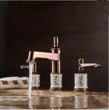 Antique Brass Rose Gold Two Handles Classical Bathroom Sink Tap TA091RG Antique Brass Rose Gold Two Handles Classical Bathroom Sink Tap TA091RG