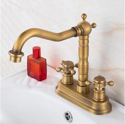 Antique Brass Two Holes Two Handles Bathrom Mixer Sink Tap TA2158 Antique Brass Two Holes Two Handles Bathrom Mixer Sink Tap TA2158
