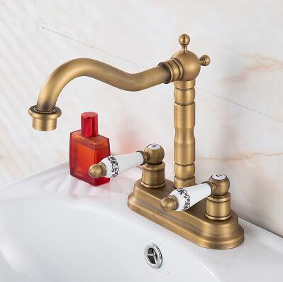 Antique Brass Two Holes Two Handles Bathrom Mixer Sink Tap TA2159 Antique Brass Two Holes Two Handles Bathrom Mixer Sink Tap TA2159