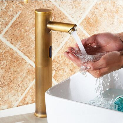 New Antique Brass Automatic Free Hands Sink Tap COLD WATER ONLY TA299M New Antique Brass Automatic Free Hands Sink Tap COLD WATER ONLY TA299M
