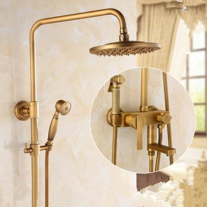 Antique Brass Rainfall Shower Head Bathroom Shower Set With Bidet Tap TAS1198 Antique Brass Rainfall Shower Head Bathroom Shower Set With Bidet Tap TAS1198