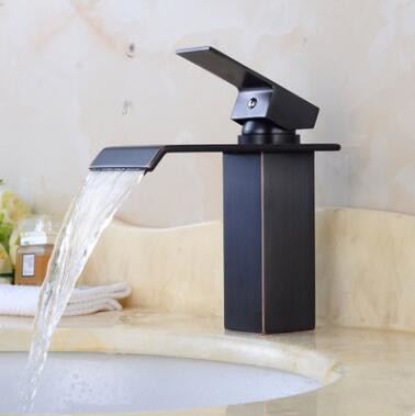 Antique Basin Tap Black Bronze Brass Waterfall Bathroom Sink Tap TB0140 Antique Basin Tap Black Bronze Brass Waterfall Bathroom Sink Tap TB0140