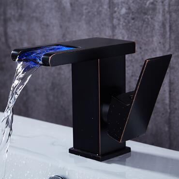 Antique Black Bronze Brass LED Waterfall Bathroom Sink Tap TB0208 Antique Black Bronze Brass LED Waterfall Bathroom Sink Tap TB0208