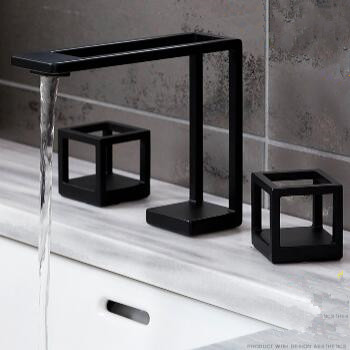 Art Designed Matte Black Brass Mixer Two Handles Bathroom Sink Tap Basin Tap TB0498 Art Designed Matte Black Brass Mixer Two Handles Bathroom Sink Tap Basin Tap TB0498