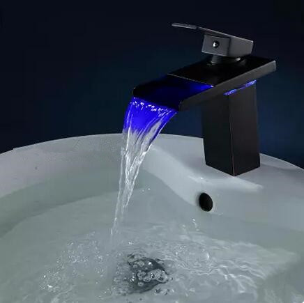 New Black Bronze Brass Temperature Control LED Bathroom Sink Tap TB268L New Black Bronze Brass Temperature Control LED Bathroom Sink Tap TB268L