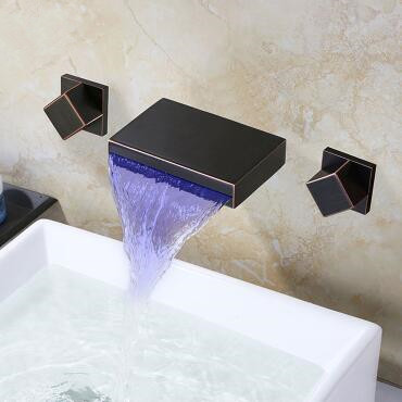 Black Brass LED Color Changing concealed Installation Bathroom Sink Tap TB3180 Black Brass LED Color Changing concealed Installation Bathroom Sink Tap TB3180