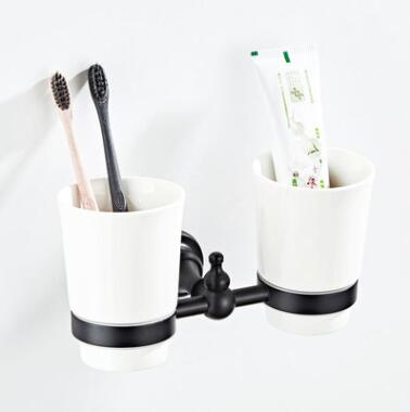 Antique Black Bronze Brass Bathroom Accessory Double Cups Toothbrush Holder TBH060 Antique Black Bronze Brass Bathroom Accessory Double Cups Toothbrush Holder TBH060