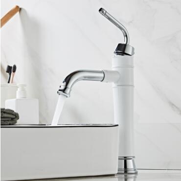 Chrome Brass with White Printed Rotatable Spout Mixer Tall Bathroom Sink Taps TC0142WH Chrome Brass with White Printed Rotatable Spout Mixer Tall Bathroom Sink Taps TC0142WH