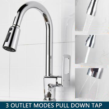 Chrome Brass Pull Down Spray Rotatable Mixer Kitchen Sink Tap TC0180 Chrome Brass Pull Down Spray Rotatable Mixer Kitchen Sink Tap TC0180