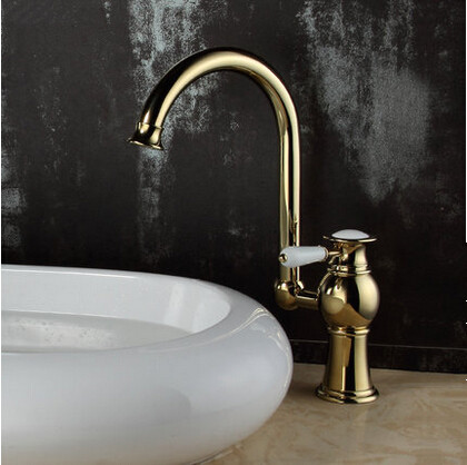 Brass Antique Luxury Gold Plated Single Handle Mixer Water Tap For Both Bathroom and Kitchen TC256H Brass Antique Luxury Gold Plated Single Handle Mixer Water Tap For Both Bathroom and Kitchen TC256H