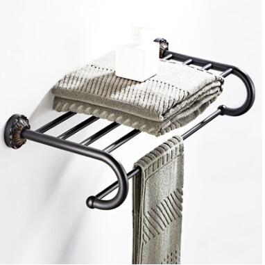 Antique Black Bronze Carving Bathroom Accessory Towel Bar with Shelf TCB120 Antique Black Bronze Carving Bathroom Accessory Towel Bar with Shelf TCB120